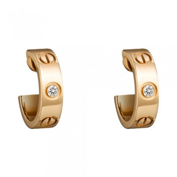 cartier love yellow gold earring inlaid with two diamonds B8022900 replica