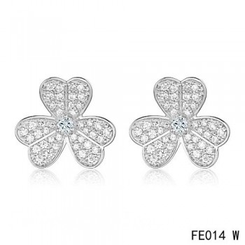 Van Cleef and Arpels Frivole Earrings White Gold Pave Diamonds