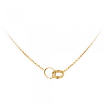 cartier love necklace yellow gold with double ring pendant replica