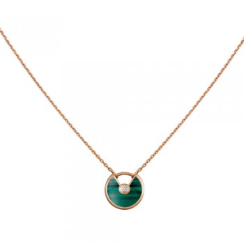 amulette de cartier necklace pink gold with malachite diamond replica