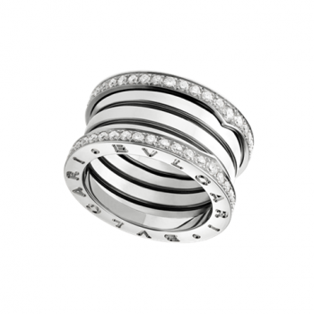 Bvlgari B.ZERO1 ring white gold 4 band with pave diamonds AN857023 replica