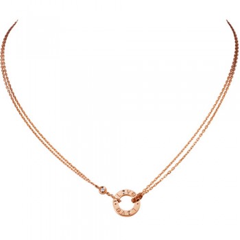 cartier love necklace pink Gold with 2 Diamonds double stranded pendant replica