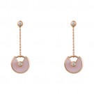 amulette de cartier pink gold earring Pink Opal inlaid 4 diamonds replica