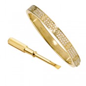 cartier love bracelet yellow gold plated real paved with diamonds replica