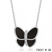 Van Cleef & Arpels Flying Butterfly Pendant,White Gold,Black Onyx