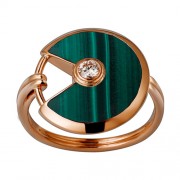 amulette de cartier pink gold ring malachite diamond B4214300 replica