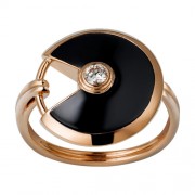 amulette de cartier pink gold ring black onyx diamond B4214800 replica