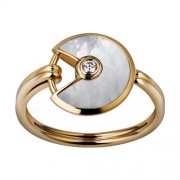 amulette de cartier yellow gold ring white mother-of-pearl diamond B4213300 replica