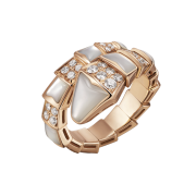 Bvlgari Serpenti ring pink gold with mother of pearl and pave diamonds AN857081 replica