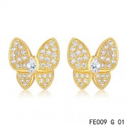 Van Cleef & Arpels Yellow Gold Flying Beauties Two Butterfly Diamond Earrings