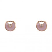 amulette de cartier pink gold earring Pink Opal inlaid with two diamonds replica
