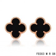 Van Cleef & Arpels Sweet Alhambra Earrings Pink Gold,Black Onyx