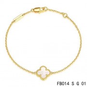 Van Cleef & Arpels Sweet Alhambra Clover Bracelet in Yellow Gold,White Mothe-of-parl