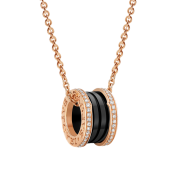 Bvlgari B.ZERO1 necklace pink gold black ceramic with pave diamonds pendant CL857026 replica