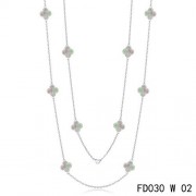 Van Cleef & Arpels Vintage Alhambra 10 Motifs Grey Mother of Pearl Long Necklace White Gold