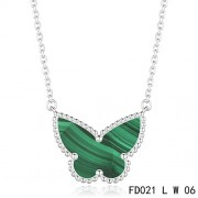 Van Cleef Arpels Lucky Alhambra Malachite Butterfly Necklace White Gold