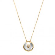 amulette de cartier necklace yellow gold white mother of pearl diamond pendant replica